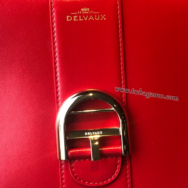 Delvaux新款雙環頂級brilliant box皮國旗紅手提女包 德爾沃專櫃brilliant大號手袋 bxs1093